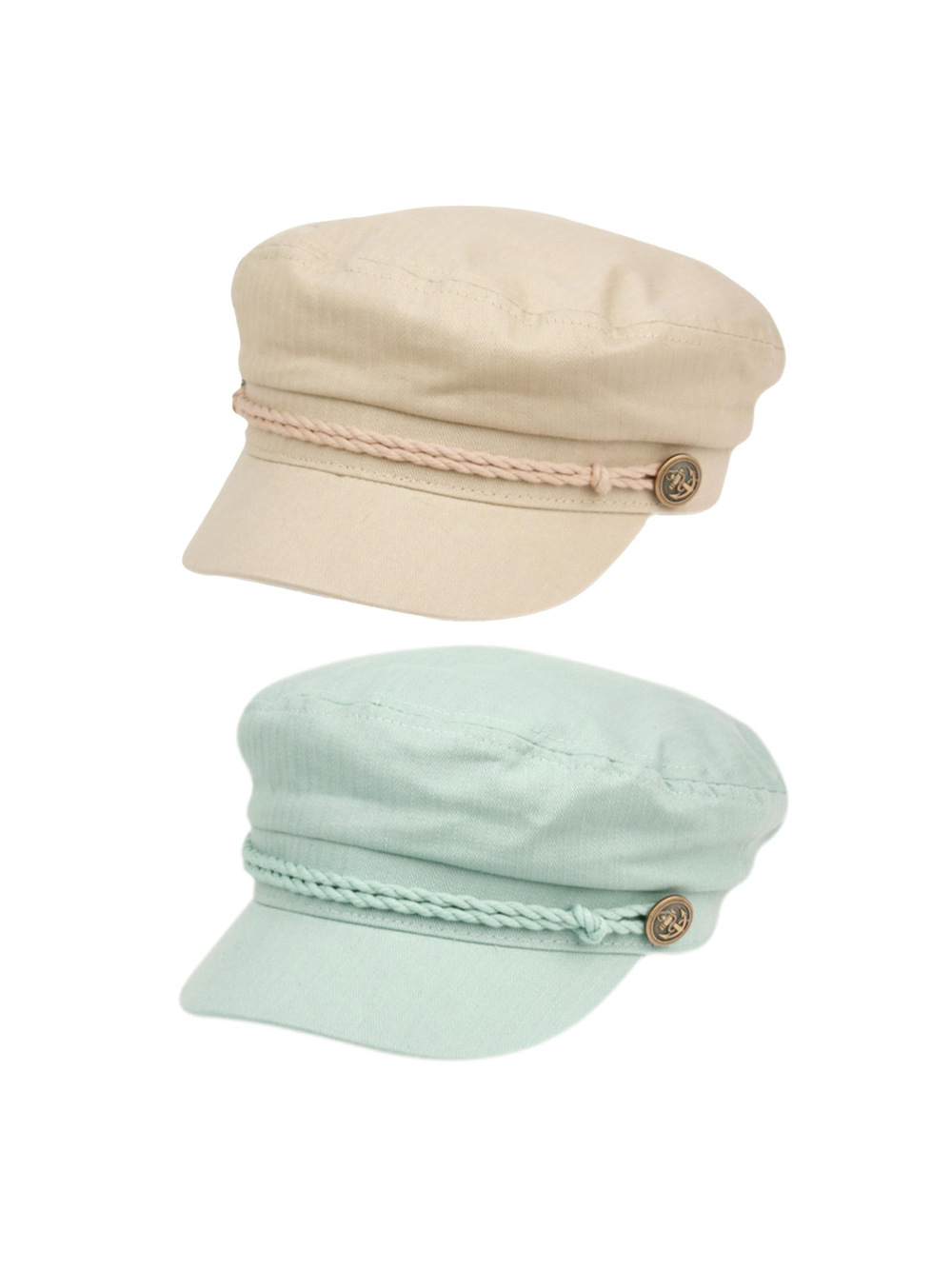 Greek Fisherman Newsboy Cap, Cotton Captains | 2 Packs, Mint, Khaki | Size OS